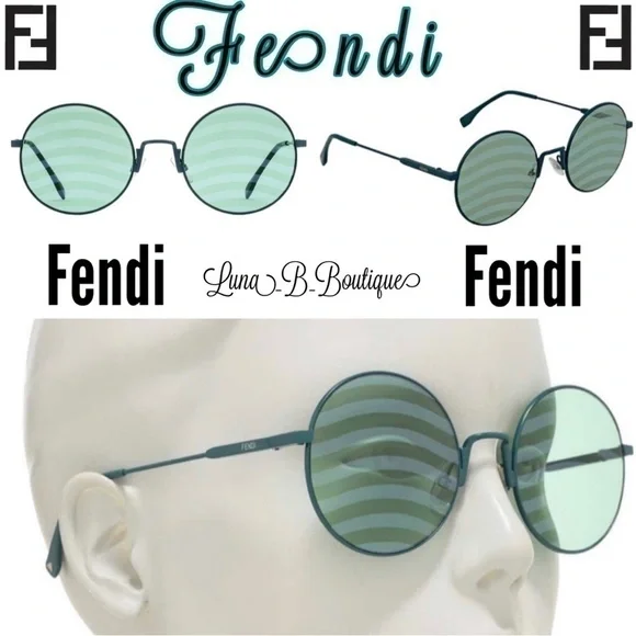 ??Authentic?FENDI? Round Green Wavy Sunglasses? display picture 2